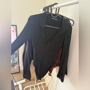 Zara Black Ribbed Bodysuit